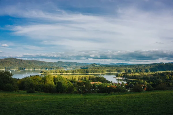 Punto Vista Aldea Polanczyk Lago Solina Polonia Parque Nacional Bieszczady — Foto de Stock