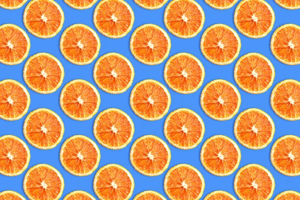 Rodajas Naranja Sobre Fondo Azul — Foto de Stock