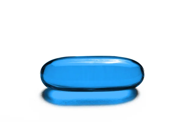 Kék Tabletta Elszigetelt Fehér Háttér — Stock Fotó