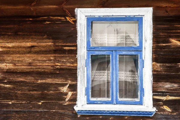 Vieille Fenêtre Bois Avec Mur Blanc — Photo