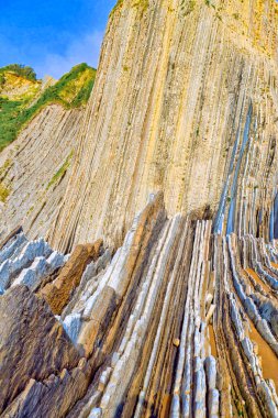 Flysch, Flysch Cliffs, Bask Sahili UNESCO Global Geopark Ağı, Avrupa Geopark Ağı, Zumaia, Guipuzcoa, Bask Ülkesi, İspanya, Avrupa
