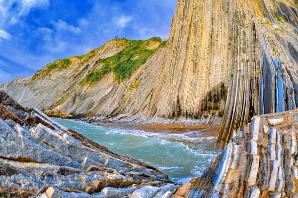 Strati Ripidi Flysch Scogliere Flysch Costa Basca Geoparco Globale Unesco — Foto Stock