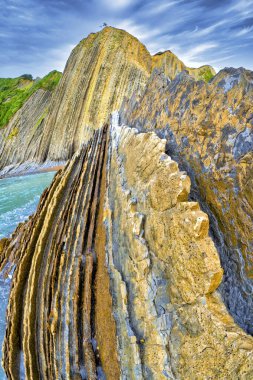 Flysch, Flysch Cliffs, Bask Sahili UNESCO Global Geopark Ağı, Avrupa Geopark Ağı, Zumaia, Guipuzcoa, Bask Ülkesi, İspanya, Avrupa