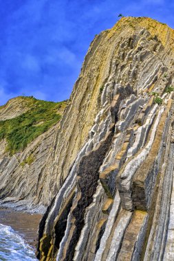Flysch, Flysch Cliffs, Bask Sahili UNESCO Global Geopark Ağı, Avrupa Geopark Ağı, Zumaia, Guipuzcoa, Bask Ülkesi, İspanya, Avrupa