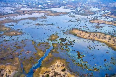 Hava manzarası, Okavango Bataklıkları, Okavango Deltası, UNESCO Dünya Mirası Alanı, Ramsar Wetland, Botswana, Afrika