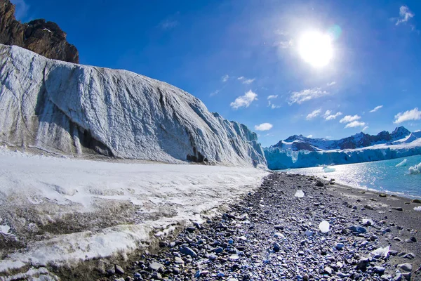 July Glacier Krossfjord Arctic Spitsbergen Svalbard Norway Europe — 스톡 사진