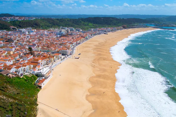 Utsikt Över Nazar Beach Atlantkusten Nazare Portugal Europa — Stockfoto
