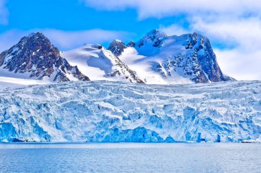 Derin Mavi Buzul, Albert I Land, Arctic, Spitsbergen, Svalbard, Norveç, Avrupa