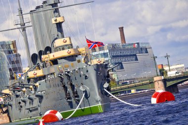 Rus Anma Kruvazörü Aurora, Neva Nehri, Saint Petersburg, UNESCO Dünya Mirası, Rusya