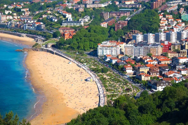 Ondarreta Beach Concha Bay Från Igueldo Mount San Sebastian Donostia — Stockfoto