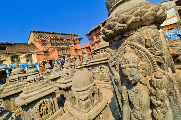 Patung Buddha Kuil Swayambhunath Kuil Monyet Situs Warisan Dunia Unesco — Stok Foto