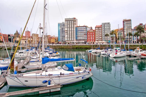 Gijon Harbour Cimadevilla Gamla Stan Gijon Asturien Spanien Europa — Stockfoto