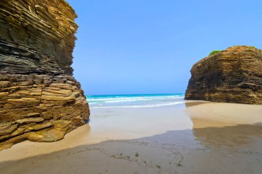 Katedrallerin Plajı, Playa de las Katedralleri, Playa de Aguas Santas, Doğal Anıt, Cantabric Sahili, Ribadeo, Lugo, Galiçya, İspanya, Avrupa