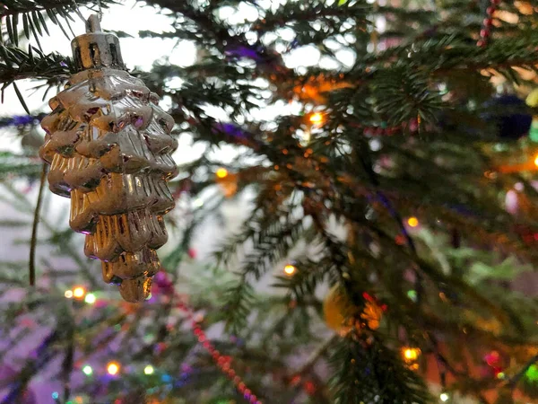 Giocattolo Natale Pigna Argento Abete — Foto Stock