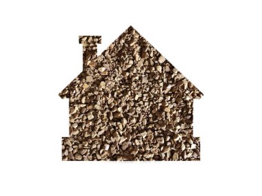 Kahvenin kahverengi dokusu. Evin kesik siluetini delip geçmiş.