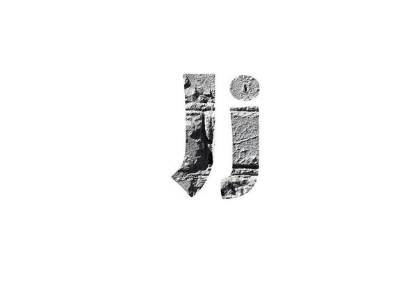 灰色砖背景 透过字母J的剪裁轮廓拍摄 — 图库照片