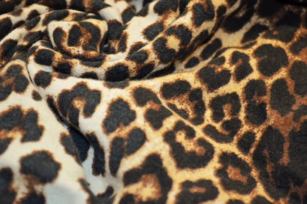 Tessuto Stampa Leopardo Come Sfondo Close Sulla Texture Del Materiale — Foto Stock