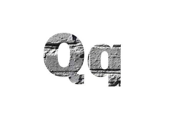 灰色砖背景 在字母Q的截断轮廓中拍摄 — 图库照片