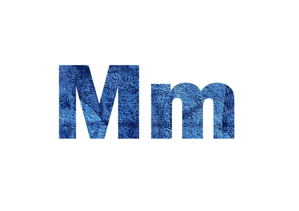 薄暗い青の背景と離婚 Mという文字の切り抜きシルエットを通して撮影 — ストック写真