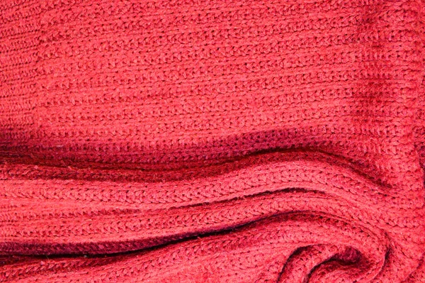 Красный Трикотаж Текстильный Узор Качестве Фона Закройте Красном Трикотаже Текстуру — стоковое фото