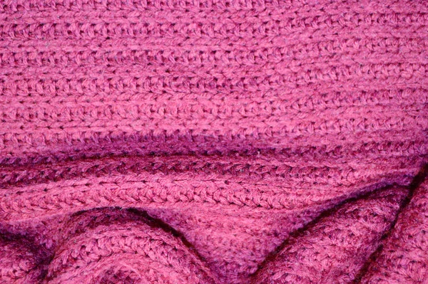 Růžový Pletený Textilní Vzor Jako Pozadí Zblízka Pink Pletený Materiál — Stock fotografie