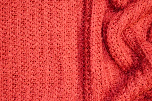 Arka Plan Olarak Kırmızı Örülmüş Tekstil Deseni Kumaş Üzerindeki Kırmızı — Stok fotoğraf