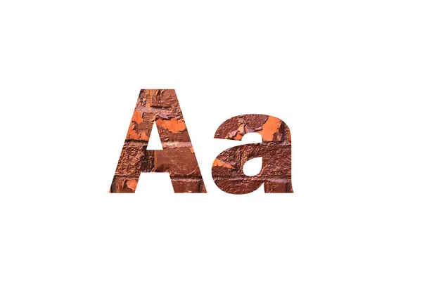 Brown Texture Brick Wall Shot Cut Out Silhouette Letter — Stock Photo, Image