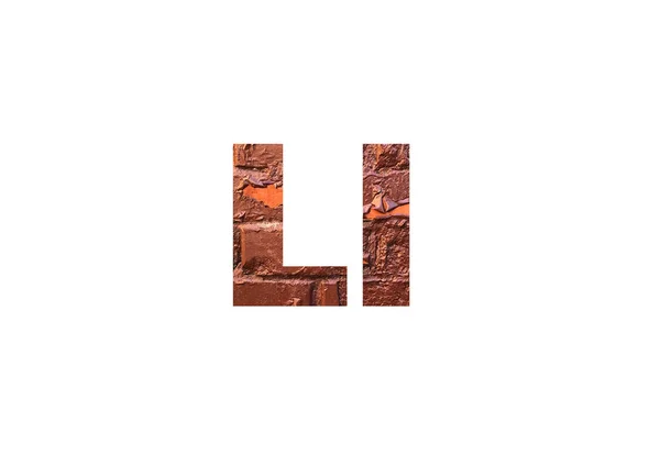 棕色纹理砖墙 在字母L的剪裁轮廓中拍摄 — 图库照片
