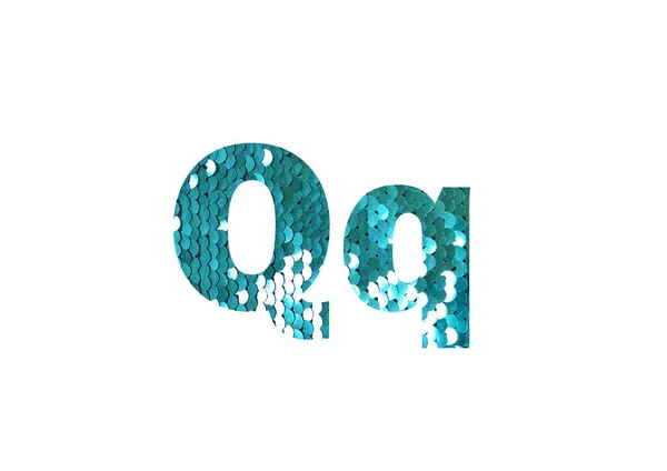 Shiny Sequins Background Shot Cut Out Silhouette Letter — Photo