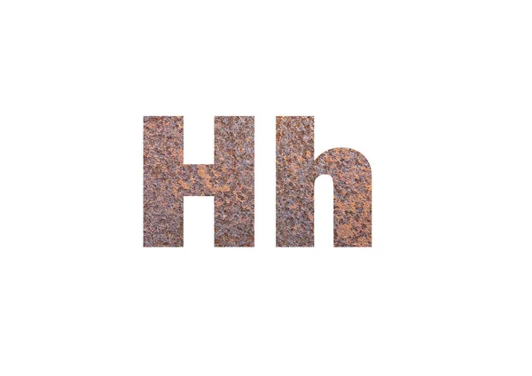 棕色锈蚀金属质感 在字母H的剪裁轮廓中拍摄 — 图库照片
