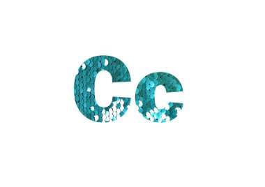 Parlak pullu arka plan. C harfinin siluetini delip geçmiş..