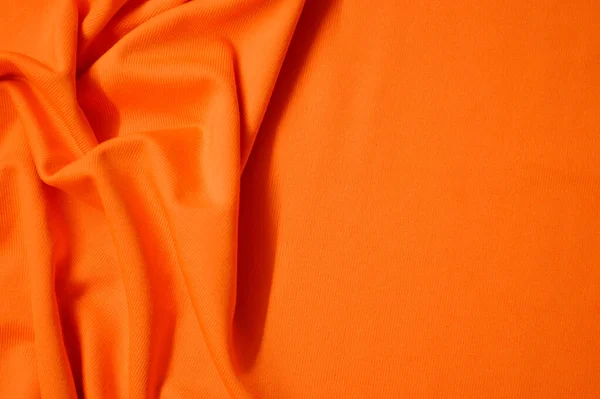 Orange Textile Pattern Background Close Orange Material Texture Fabric Crumpled — Stock Photo, Image