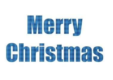 ekose desenli klasik mavi. Hristiyan kelimesinin kesik siluetinin içinden geçti.