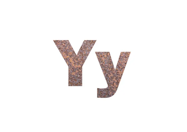 棕色锈蚀金属质感 透过字母Y的剪裁轮廓拍摄 — 图库照片