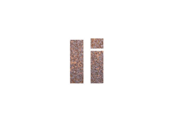 Braune Rostige Metallstruktur Durch Die Ausgeschnittene Silhouette Des Buchstabens Geschossen — Stockfoto