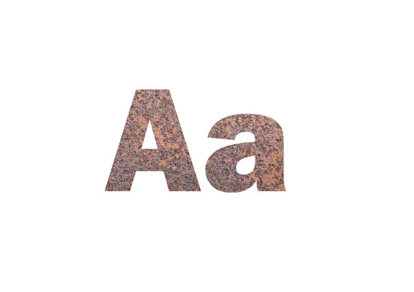 Brown Rusty Metal Texture Shot Cut Out Silhouette Letter — ストック写真