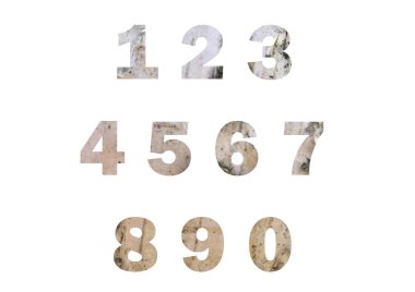 Huş kabuğu arka plan görüntüsü. Sayıların siluetini delip geçmiş.