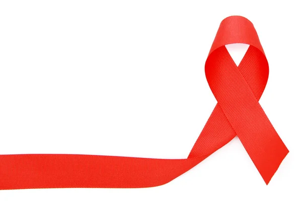 Red Ribbon White Background Concept World Day Fight Aids Concept — Stock Fotó