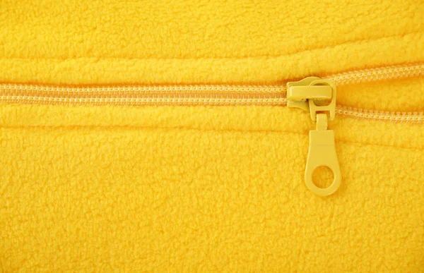 Detail Světlé Žluté Fleece Bundy Zipem Podzim Nebo Zimu Jako — Stock fotografie