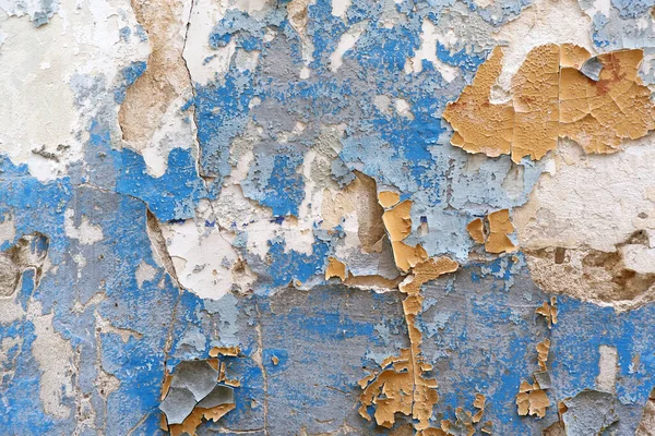 Texture Peinture Jaune Bleue Épluchante Sur Vieux Mur Images De Stock Libres De Droits
