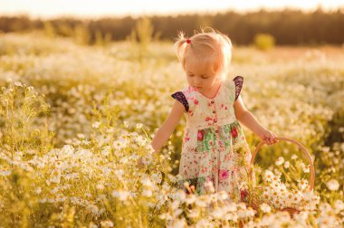 Açık havada yaz fiel içinde mutlu çocuk