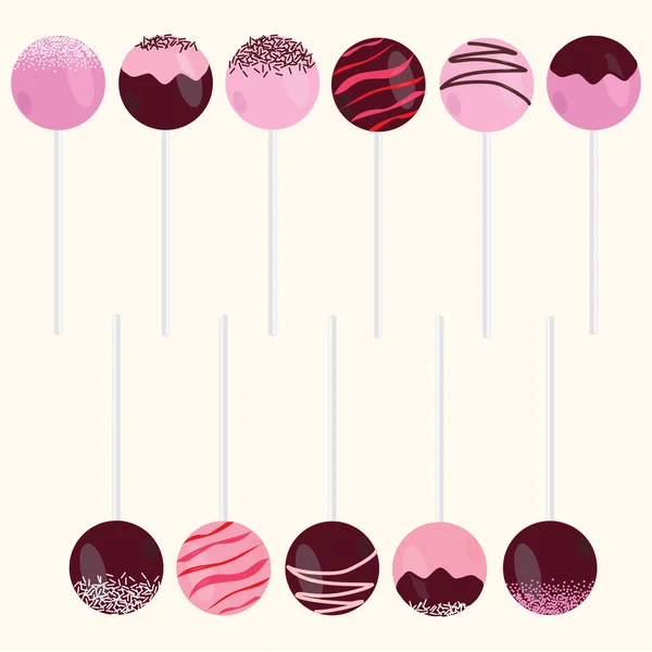 Cake Pops vektor illustrationer Set — Stock vektor