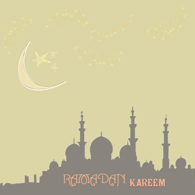 Yaratıcı tebrik kartı tasarımı için Müslüman topluluk Festivali Eid Mubarak fenerle, ay ve asılı kutsal ay yıldız arka plan üzerinde.