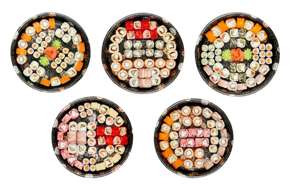 büyük renkli sushi seti. Beyaz arka plan üzerinde izole