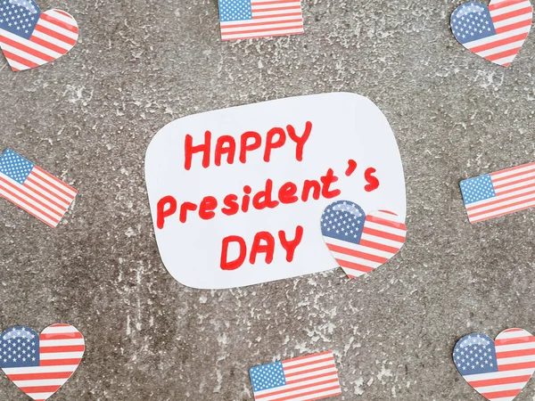 Cut Paper American Flags Congratulations Sheet Happy President Day Lie — Stock Photo, Image