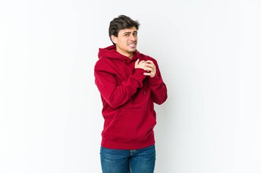 Genç havalı adam korkmuş ve korkmuş..