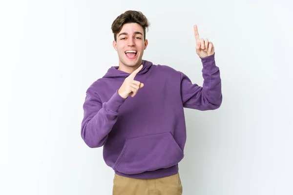 Young Caucasian Man Isolated White Background Dancing Having Fun — Stock Photo, Image