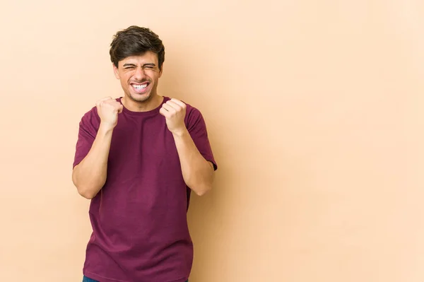 Young Cool Man Upset Screaming Tense Hands — Stock Photo, Image