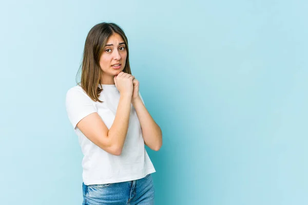 Junge Kaukasierin Verängstigt Und Verängstigt — Stockfoto