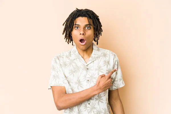 Young African American Rasta Man Pointing Side — Stock Photo, Image